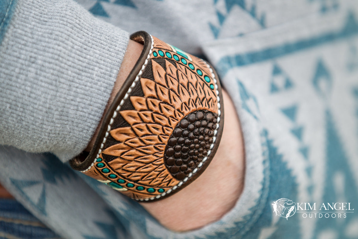 Hand-Tooled Sunflower Cuff Bracelet