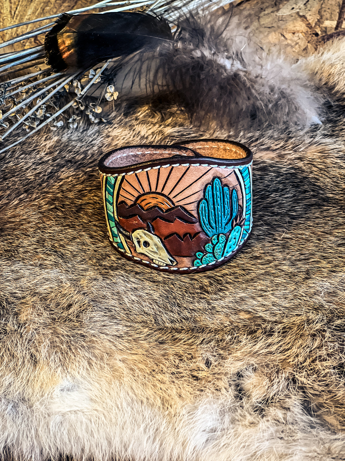 Hand-Tooled Southwestern Cuff Bracelet